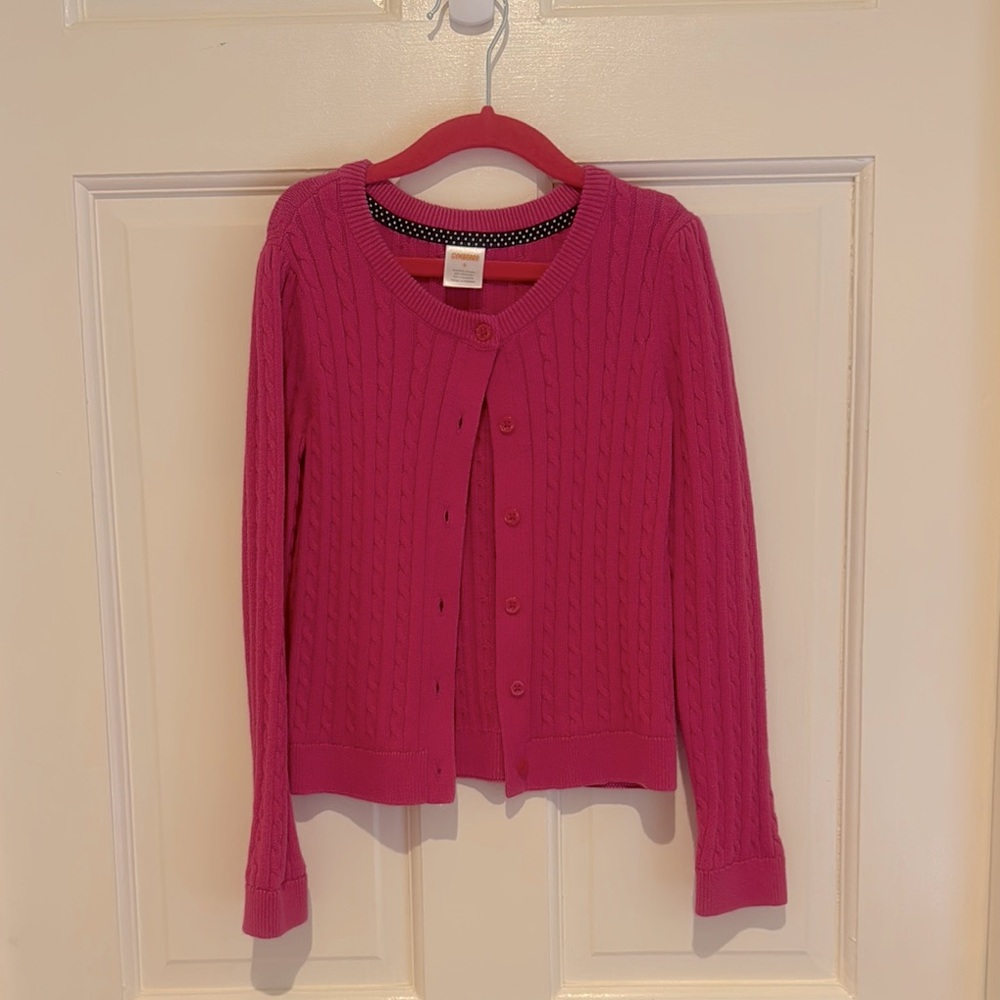 Girls cable knit pink sweater size 8